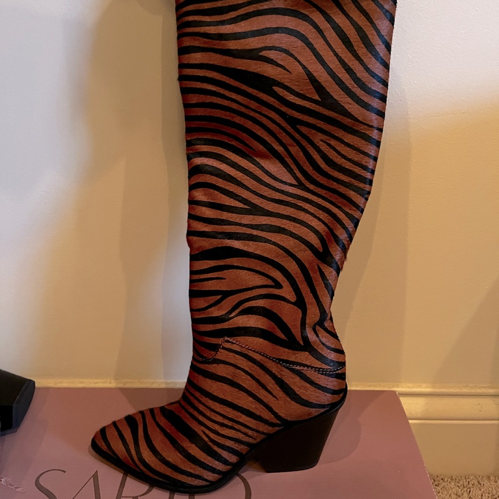 Franco Sarto Animal Print Cow hair Valerie Boot. Size 6.